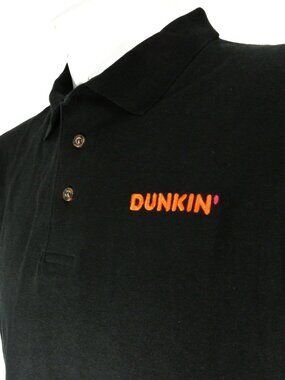 DUNKIN' Canada Coffee Employee Uniform Polo Shirt Black NEW Size L Large